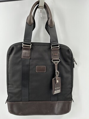 TUMI  ALPHA BRAVO Beaufort Ballistic Nylon & Leather Hand Bag 15 x16.5  (W-2)