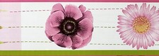 4-in 33-ft Peel and Stick Floral Pink Green Poppy Aster Flowers Wallpaper Border