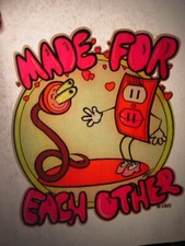 MADE FOR EACH OTHER VINTAGE 1970's HEADHOP IRON ON TRANSFER -NICE, B-13