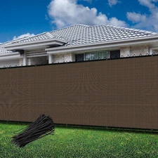 4FT Tall Fence Privacy Screen Shade Cover Windscreen Mesh Garden-Brown Anti-UV