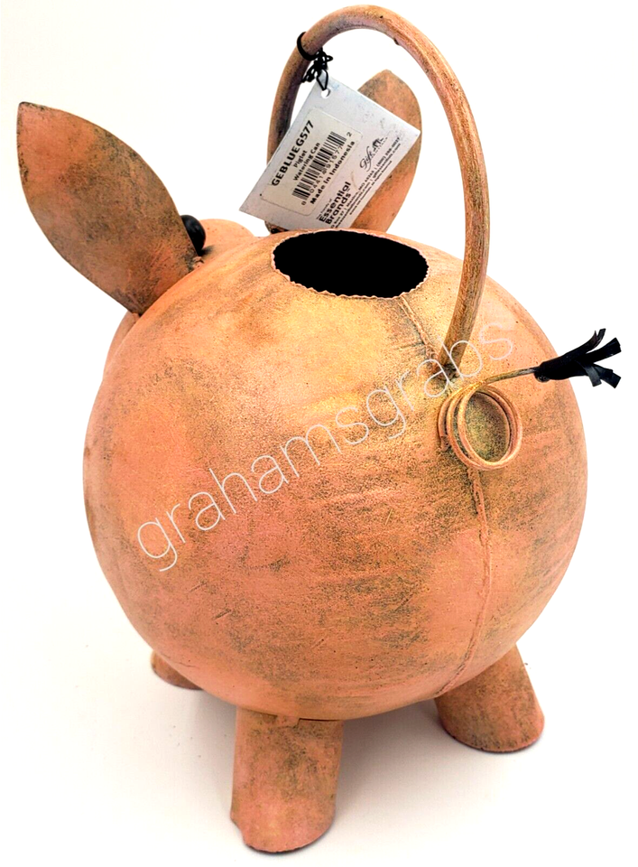 METAL WATERING CAN PIG PIGLET FIGURINE STATUE GARDEN DECORORATIVE
