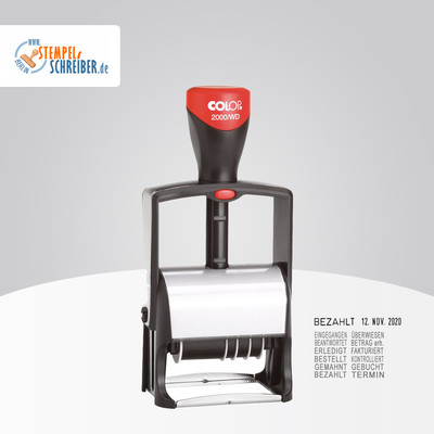 Datumstempel COLOP   2000/WD Stativstempel Metallstempel - 12 Fertigtexte/Datum 