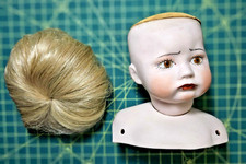 Vintage Bisque Doll Shoulder Head & Wig Marked SFBJ Mold 252 Paris Pouty Face
