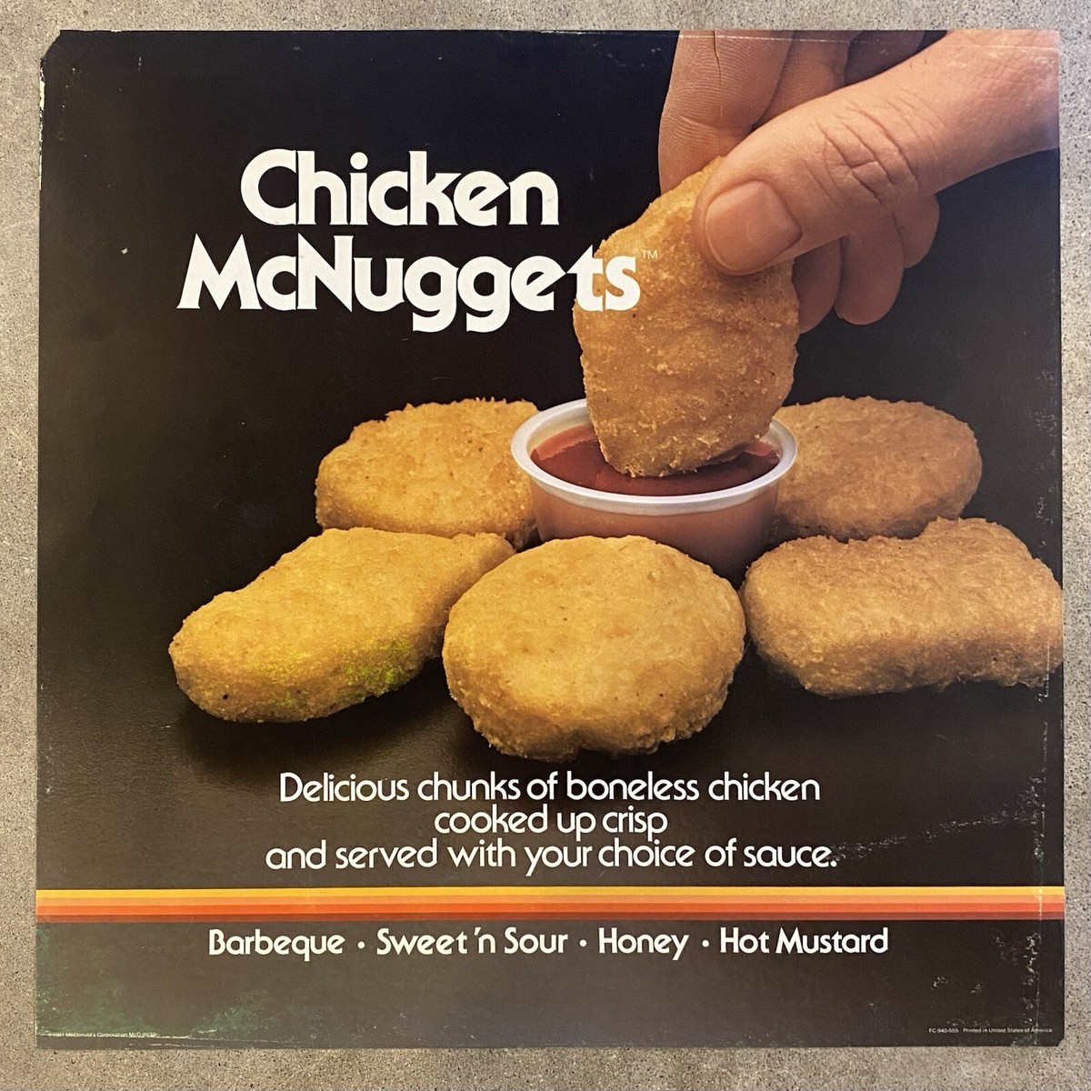 Vintage 1981 McDonald's McNuggets Translite Sign Store Display