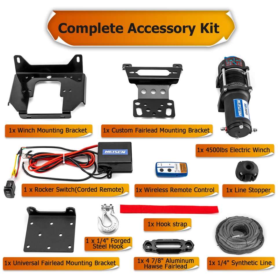 4500lb Electric Winch Mount Kit For Polaris RZR 4 900/S 1000/XP 1000/XP Turbo - Image 4 of 4