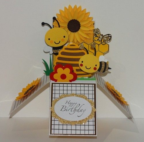 Happy Birthday, Bee, Handmade Box Pop up greeting card, Birthday card - Picture 2 of 8