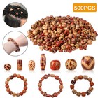 500PCS Wooden Beads Jewelry Making Craft DIY Natural Kit Making Supplies Painted