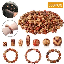 500PCS Wooden Beads Jewelry Making Craft DIY Natural Kit Making Supplies Painted