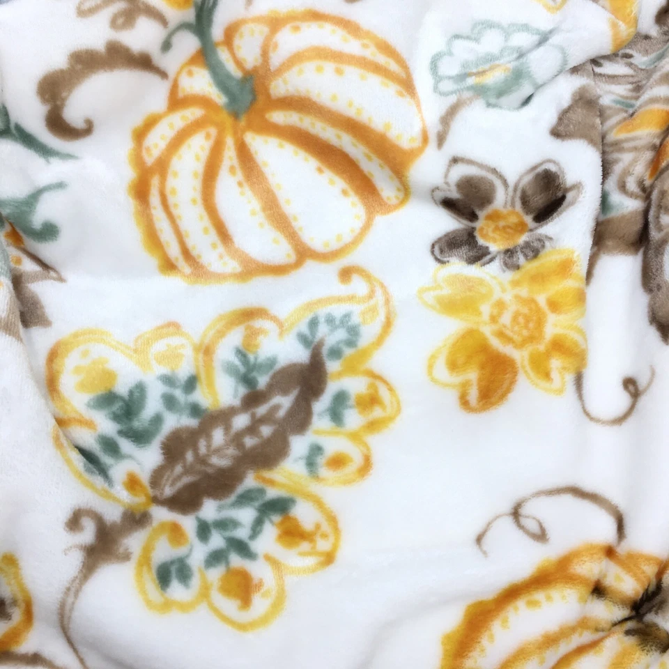 Manta de calabaza jacobea suave polar naranja verde azulado marrón Acción de Gracias otoño Foto 2 de 4