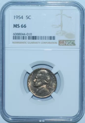 1954 NGC MS66 5C Jefferson Nickel