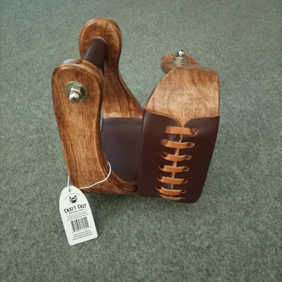 Изогнутые деревянные стремена для седла лошади кожаный чехол, 2,0 дюйма западные угловые стремена - Изображение 3 из 4