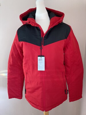 Jack Jones Coat Size S (36”) Men's Hooded Padded Jacket Red