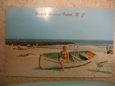 Vintage Mid-Century Beach Haven NJ, Beach Scene, Color Postcard
