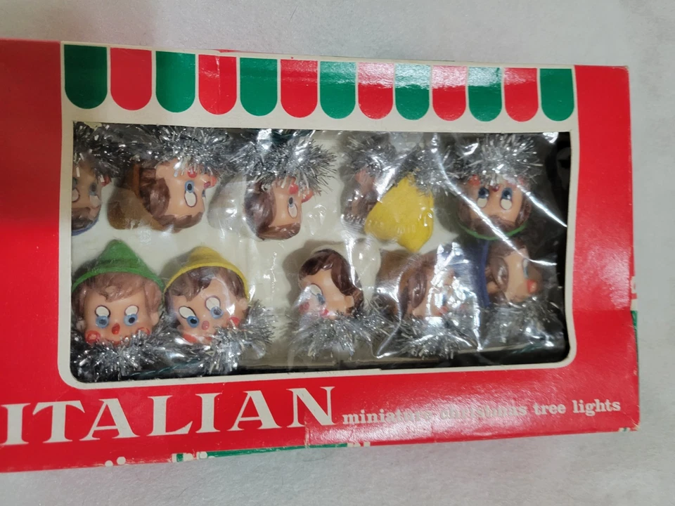 Cuerda de luces italianas Pixie/Elfos raras de colección con caja. 10 cabezales. Foto 2 de 4