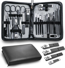 30-in-1 Men's Grooming & Manicure Kit with Travel Case - Black