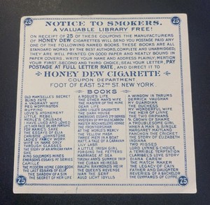 1 Antique “Honey Dew Cigarette Comp” Unused Label Notice To Smokers Valuable Lib
