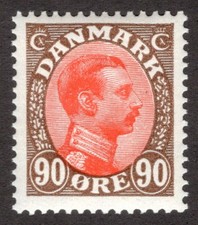 DENMARK 1920 SC #127 - VF MNH** 90o, Christian X,  cv $50.00  *Bay Stamps*