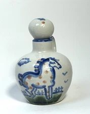 M A Hadley Pottery Horse Vinegar Cruet Bottle Stoneware Decorative Kentucky 5”