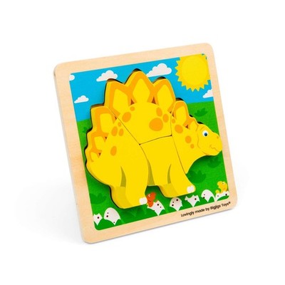 Bigjigs Toys Chunky Lift Out Stegosaurus-Kleinkind & Baby Puzzle, Dinosaurier Puzzle