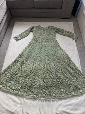Akbar Islam inspiriert salbeigrün pakistanisch Lengha Anarkali Hochzeitskleid Medium