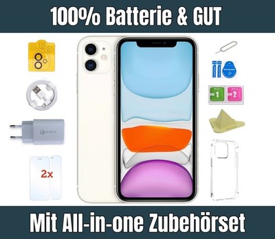 Apple iPhone 11 - 256 GB - Weiß - 100% Batterie + Zubehörpaket - Zustand GUT