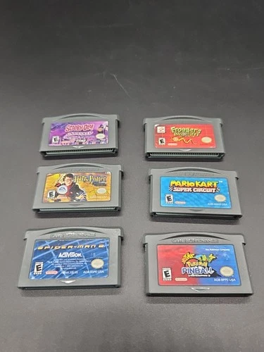 NINTENDO GAMEBOY ADVANCE LOT 6 GAMES POKEMON PINBALL, MARIO KART SCOOBY ORIGINAL