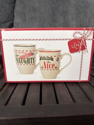 Lenox Hosting the Holidays Naughty & Nice 14 oz Christmas Mugs, Set of 2