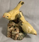 WELLER POTTERY BRIGHTON PAIR OF CANARIES FLOWER FROG.....MINT!