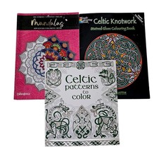 Dover Celtic Knotwork Mandalas Adult Coloring Book Lot 3 New Stained Glass