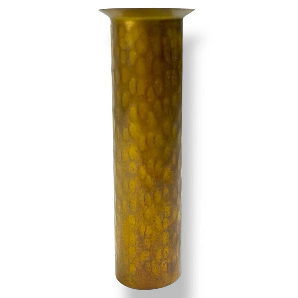 Vintage WWII Trench Art Artillery Shell Casing Brass Hammered Vase Collectible - Image 2 of 4