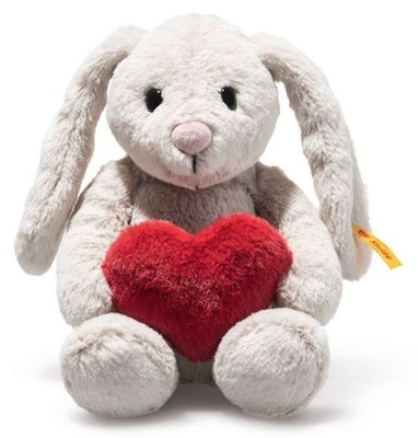 Steiff 081125 - Hoppie Hase Love, hellgrau/rot, mit Herz, Plüsch, 16 cm