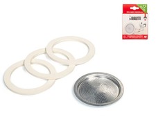 replacement Set 3 Gaskets And 1 Filter Bialetti Moka For 6 Cups