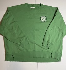 Aerie Women s Green Oversized Fleece Crewneck Sweatshirt Ski Patch size XL