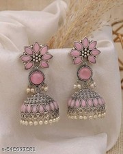 Indian Silver Oxidized Earrings Jewellery For Girls Wear Festive Jhumki Style
