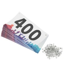 Running Bib Numbers 7x4 Inch, 301-400 Waterproof Competitor Number, Multicolor