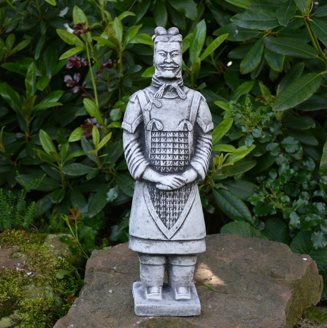 Chinese Terracotta Warrior II Stone Figure 37cm 3kg White Concrete Frost Proof