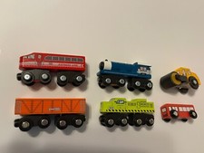 Maison Battat Wood and Wheels Wooden Train Engine Magnetic Steamroller More