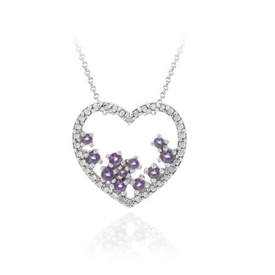 Sterling Silber Amethyst Cluster & Diamant Akzent offen