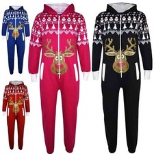 Kids Girls Boy Novelty Christmas Reindeer Fleece A2Z Onesie One Piece Jumpsuit
