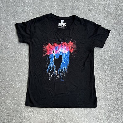 ACDC Damen Rock T-Shirt Kurzarm Gr. 2XL Slim Fit Rock Band Logo 14920 Schwarz