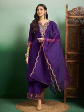 Women' s Chanderi Embroidery Kurta with Pant  Dupatta