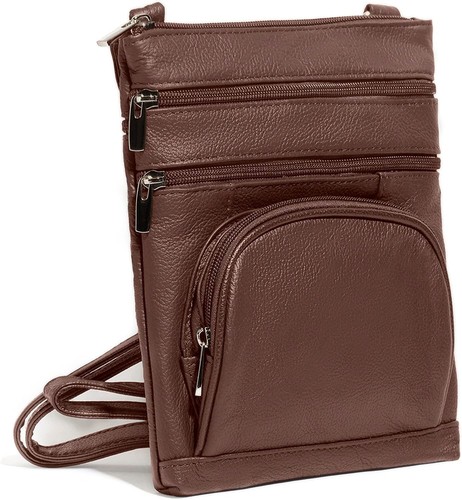 Bolso Bandolera Multibolsillos TOVOSO Cuero Genuino con Correa Ajustable Marrón - Imagen 2 de 12