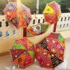 10 Pc Lot Indian Traditional Decorative Handmade Sunshade Shade Umbrella Parasol