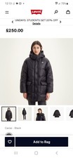 Brand New Levi's Women Luna Core Mid Puffer Jacket, Size Xl, Black, Rrp £250
