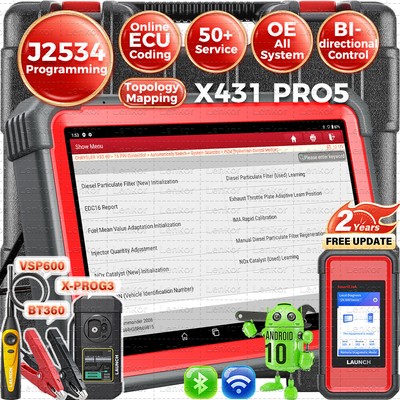 LAUNCH X431 PRO 5 Car OBD2 Diagnostic Scanner TPMS J2534 Programming Key Coding