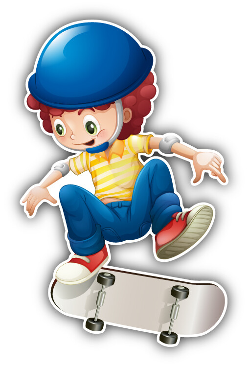 Funny Boy Skateboarder Cartoon Car Bumper Sticker Decal