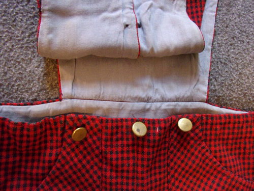 Vintage 1940-1950 Red & Black Tiny Buffalo Plaid Gingham Vested Trousers Size 3 - Picture 4 of 10