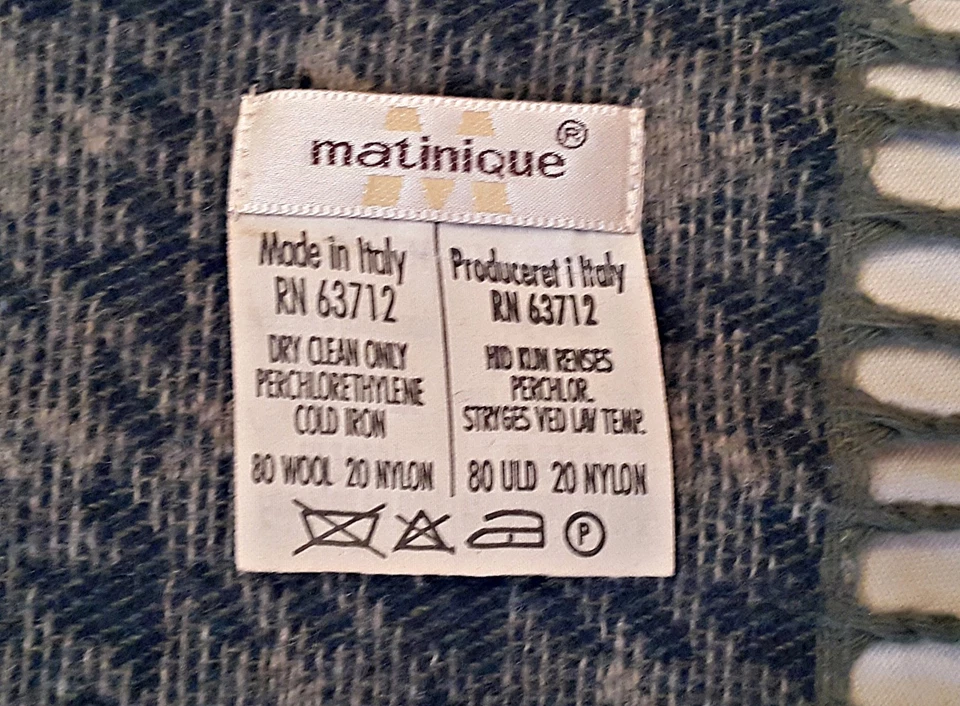 Italia-Auténtico Matinique Rombo Cuadros Azul Mezcla de Lana Largo Para Hombre Bufanda con Flecos Foto 3 de 3