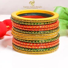 Suprimo Indian Rajasthani  Bangles Handmade Bollywood Multicolor Lac Set Of 12