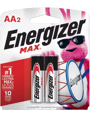 Energizer MAX AA Batteries (2 Pack), Double A Alkaline Batteries